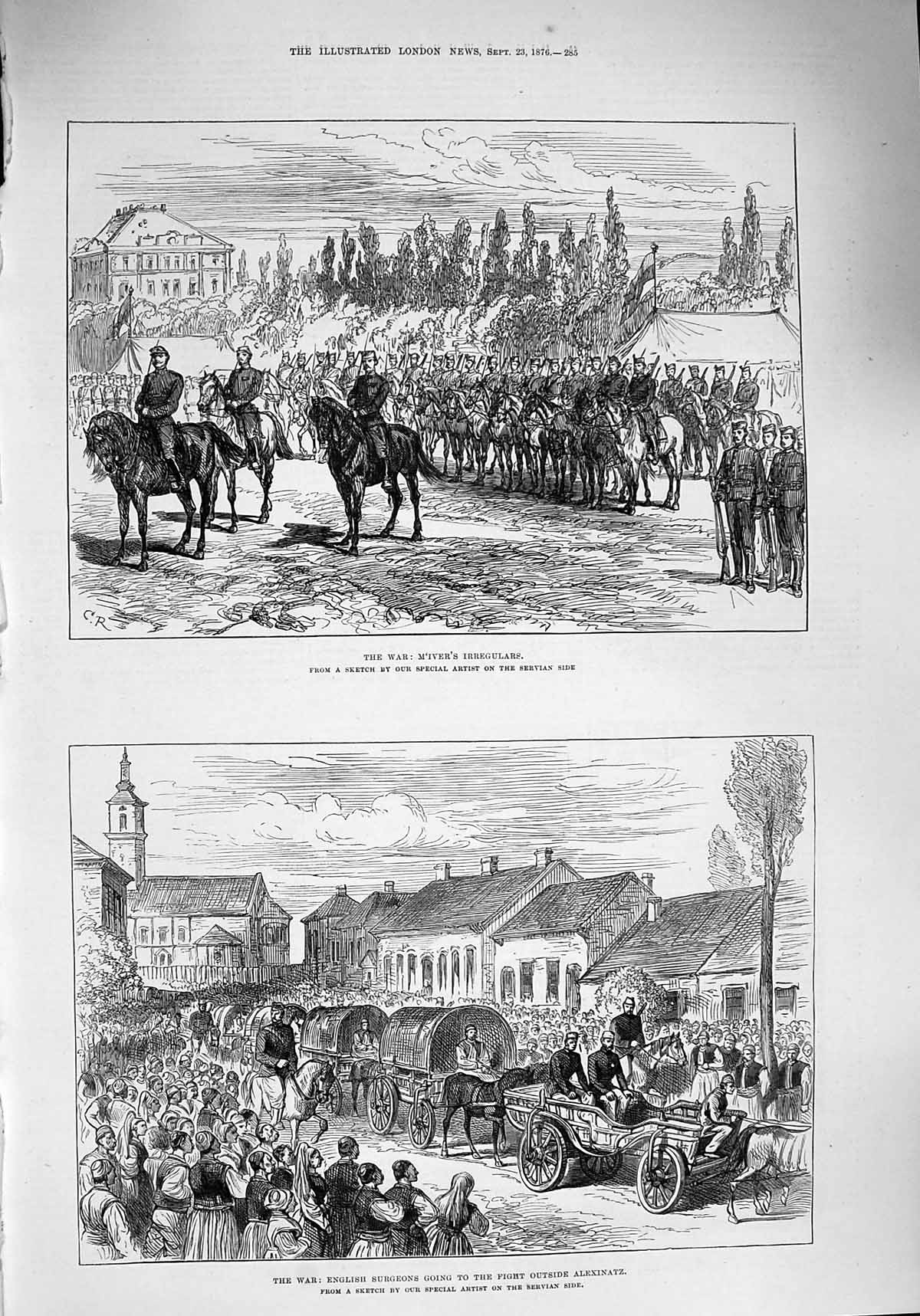 Antique Old Print *3997 1876 War M'Iver Irregulars English Surgeons Alexinatz