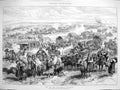 Original Old Antique Print 1876 War Evacuation Alexinatz Servian Sier Carts
