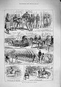 Original Old Antique Print 1876 War Alexinatz Siers Bashi-Bazouks Horses 19th