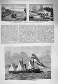 Old Antique Print 1876 Gun-Boat Medina Ship Commodore Hewitt Niger River 19th