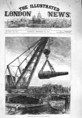 Original Old Antique Print 1876 Shipping Eighty-Ton Gun Woolwich War Weapons