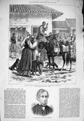 Original Old Antique Print 1876 War Servia Street Belgrade Earl Leven Melville