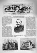 Old Antique Print 1876 Fremantle School Hackney Westminster Djunis Army 19th