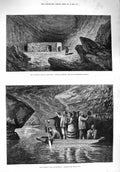 Old Antique Print 1876 Mammoth Cave Kentucky River Styx Crier Alexinatz 19th
