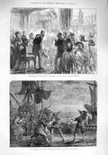 Old Antique Print 1876 Statue Van De Weyer Louvain Belgium Wagner Theatre 19th