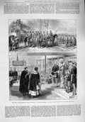 Old Antique Print 1876 Prince Wales Glasgow Foundation Stone Post Office 19th