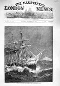 Original Old Antique Print 1876 North Pole Expedition Ship H.M.S. Alert Ice Sea