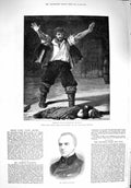 Original Old Antique Print 1876 Justice Hawkins Haymarket Theatre Druce Bla 19th