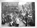 Original Old Antique Print 1876 Wild Indian Show Dancing Audience Fine Art