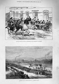 Old Antique Print 1876 Flying Scotchman Train Heeley Servians Paratchin 19th