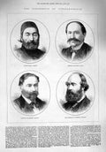 Old Antique Print 1876 Savfet Pasha Turkey Chaudordy Ignatieff Salisbury 19th