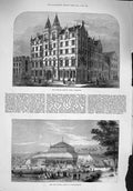 Old Antique Print 1876 Sailors Home Liverpool Winter Garden Bournemouth 19th