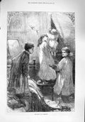 Original Old Antique Print 1876 Children House Window Bedroom 19th