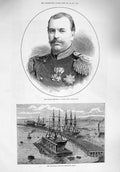 Old Antique Print 1876 Czarevitch Emperor Russia Nicolaieff Floating Dock 19th