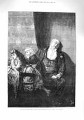 Original Old Antique Print 1876 Last Pantomime Man Sleeping Grandchildren 19th