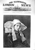 Original Old Antique Print 1876 Portrait Girl Pont Aven Dudley Gallery 19th
