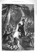 Old Antique Print 1876 Christmas Hudson'S Bay Territory Sledge Husky Dog 19th