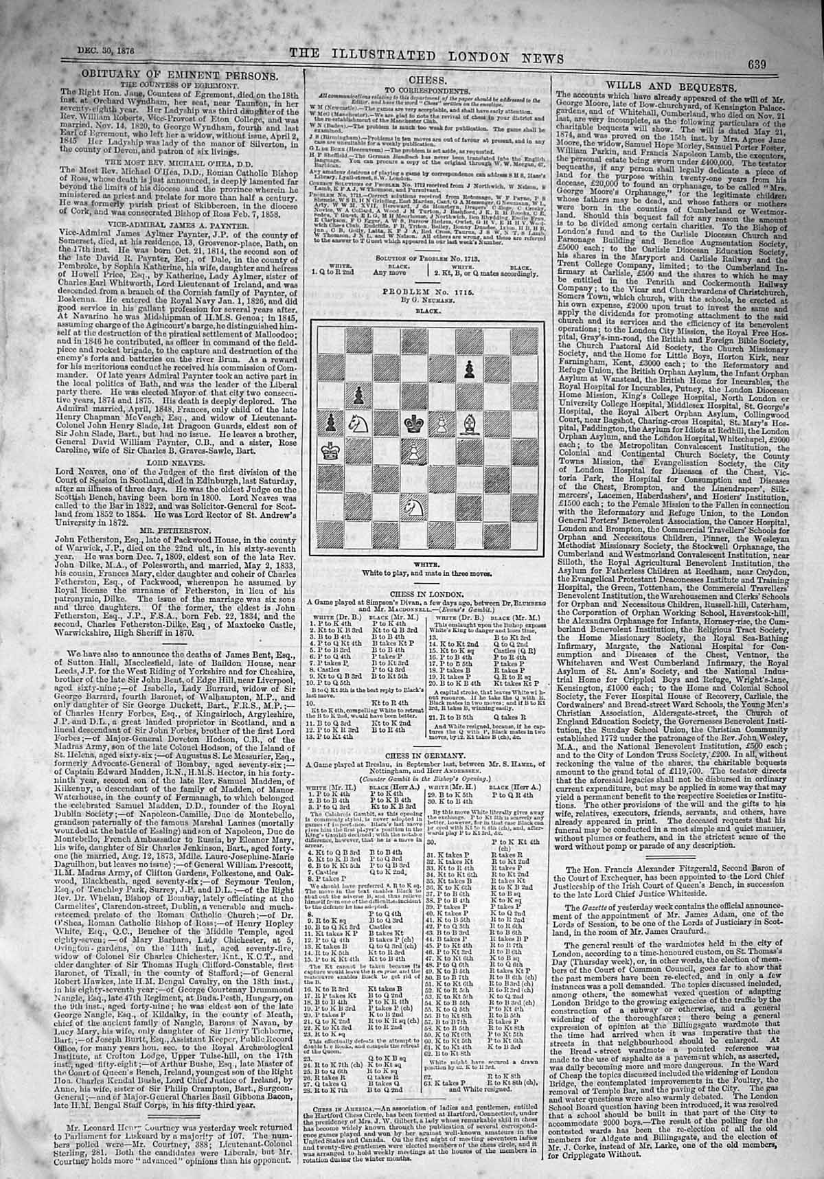 Old Antique Print 1876 Twelve Pages Chess Moves Illustrated London News 19th
