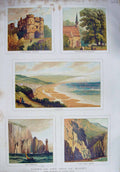 Old Antique Print 1876 Carisbrook Castle Isle Wight Whippingham Sandown 19th