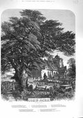 Old Antique Print 1876 God'S Acre Church Graveyard Samuel Read Fine Art 19th