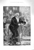 Old Antique Print 1876 Pudding Peril Man Christmas Tripping Dog Gregory 19th