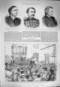 Original Old Antique Print 1877 Election Carolina Columbia Benson Day Johnson