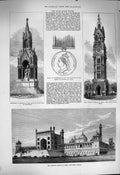 Original Old Antique Print 1877 Imperial Durbar Delhi Jumna Musjid Titus Salt