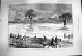 Original Old Antique Print 1877 Floods River Thames Eton College Datchet Road