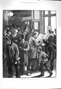 Original Old Antique Print 1877 Loss Book Storm Men Reading Top Hats Fine Art