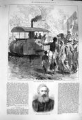 Original Old Antique Print 1877 India Modern Juggernauth Portriat Alfred Smee
