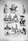 Original Old Antique Print 1877 Imperial Durbar Delhi India Ramjam Bog Victorian