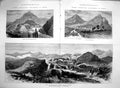 Original Old Antique Print 1877 Excavations Acropolis Mycenae Greece Mountains
