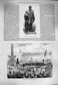 Original Old Antique Print 1877 Memorial Statue Robert Burns Glasgow S Victorian