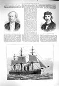 Original Old Antique Print 1877 Cornelius Vanderbilt TrautschShip Euryalus 19th