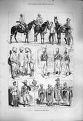 Original Old Antique Print 1877 Delhi Durbar Bengal Cavalry Body Guard Pioneer