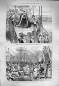 Original Old Antique Print 1877 Imperial Durbar Delhi Nizam Hyderabad Victorian