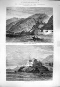 Old Antique Print 1877 Fortress Mahdjar Asiatic Bosphorus Poiraz Bournou 19th