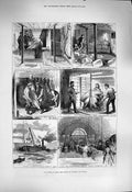 Original Old Antique Print 1877 American Fresh Meat Trade Glasgow London V 19th
