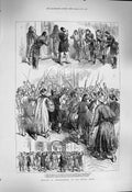 Original Old Antique Print 1877 Constantinople Minister War Edhem Pasha Porte