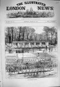 Original Old Antique Print 1877 University Boat Race Putney Oxford River Thames