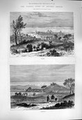 Original Old Antique Print 1877 Greece Eleusis Marathon Mountains Fine Art 19th