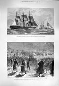 Old Antique Print 1877 Khedive Red Sea Ships Slave Trade Constantinople 19th