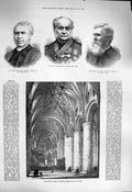 Original Old Antique Print 1877 Tewkesbury Abbey Choir Sargent Belchur Caldwell