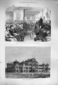 Old Antique Print 1877 Prince Wales Charing-Cross Hospital Sailors Home 19th