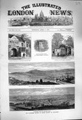 Original Old Antique Print 1877 Volunteer Review Dunstable Chiltern Totternhoe
