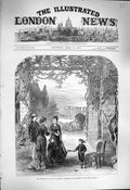 Original Old Antique Print 1877 Princess Wales Athens Gardens Royal Palace 19th