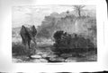 Original Old Antique Print 1877 African Elephant Shooting Hunting Mo Victorian