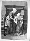 Original Old Antique Print 1877 Treasure The Family Children Mother Fine Art