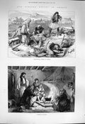 Original Old Antique Print 1877 Greece Tomb-Hunters Isthmus Corinth Mycenae