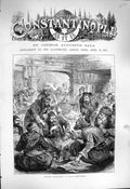Original Old Antique Print 1877 Caf„© Constantinople Dervish Turkish Jew T 19th